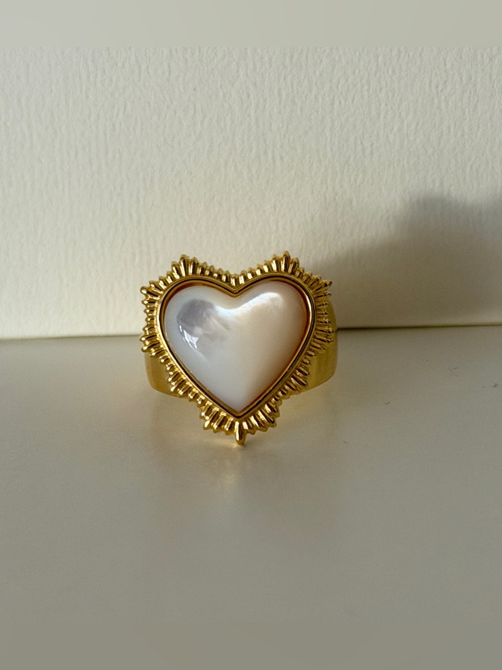 Awe Inspired Mother of Pearl Radiant Heart Ring Size 6